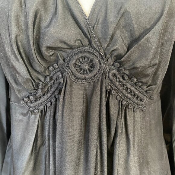 Studio M black long sleeve v-neck blouse silk and viscose women's size L - Picture 6 of 9